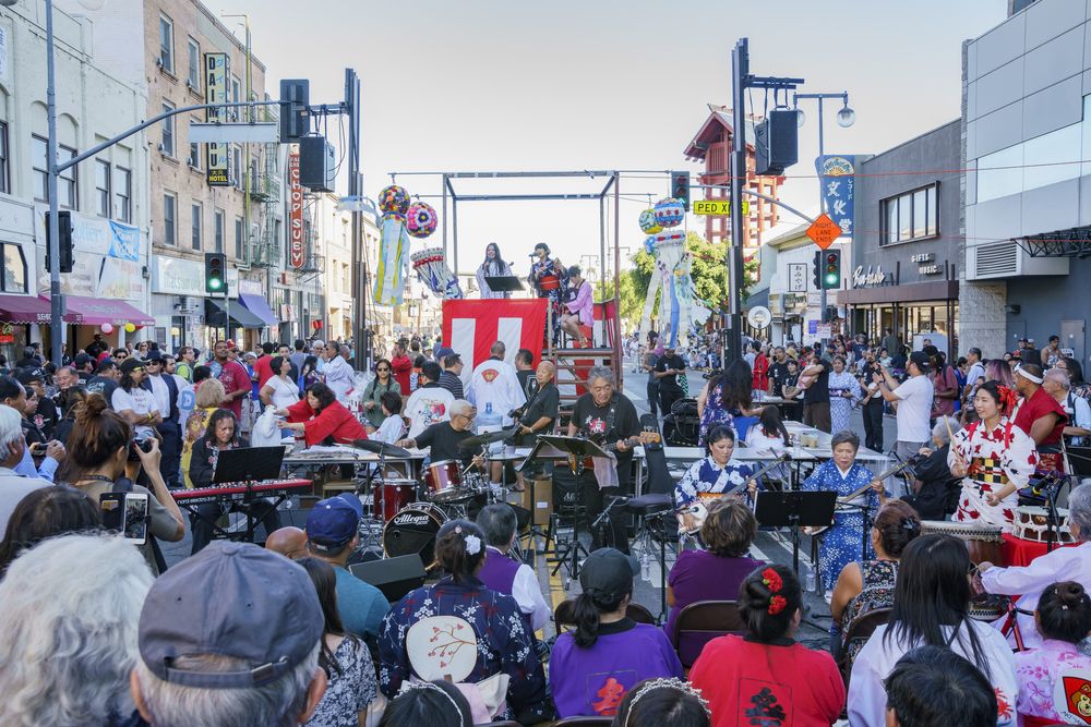 Crowd enjoying the performance at Nisei Week
