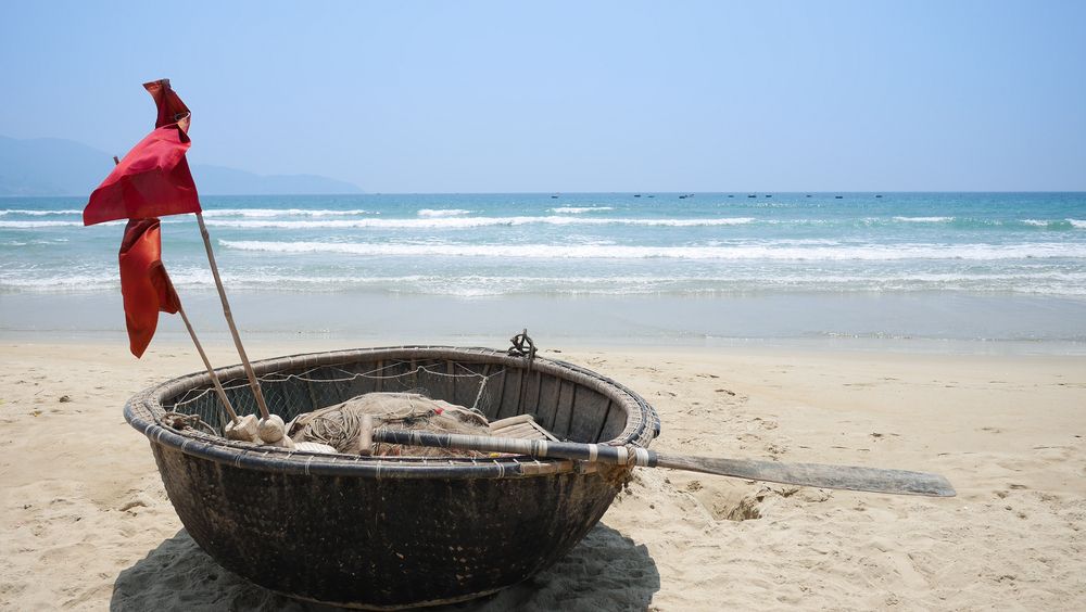 Bamboo fishing boat in Non Nuoc Beach