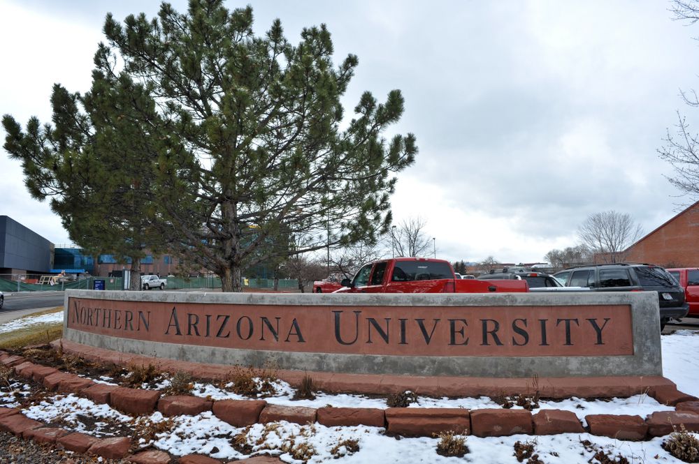 Welcome sign of Northern Arizona University Campus