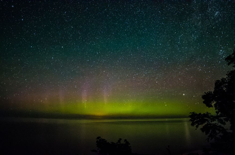 View of Northern lights in Upper Michigan