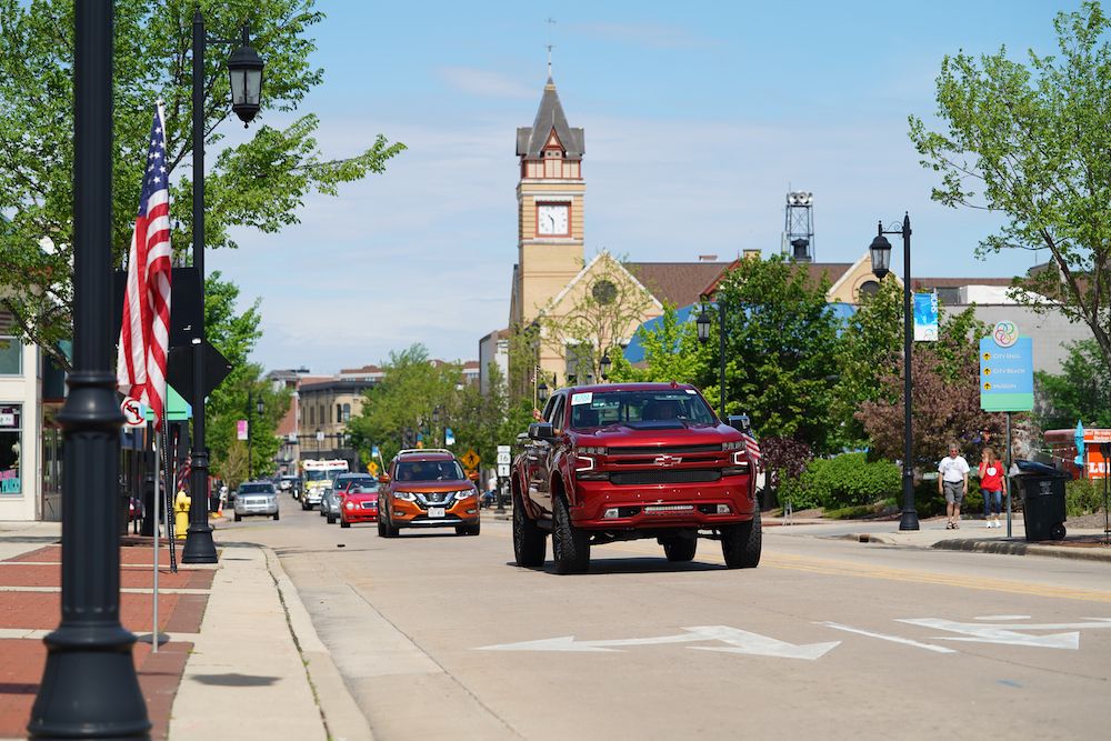 downtown Oconomowoc view of road