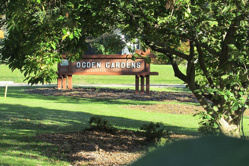 Name sign of Ogden Botanical Gardens