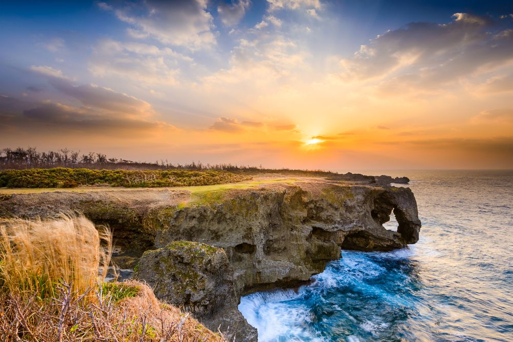 Scenic sunset at Cape Manzamo