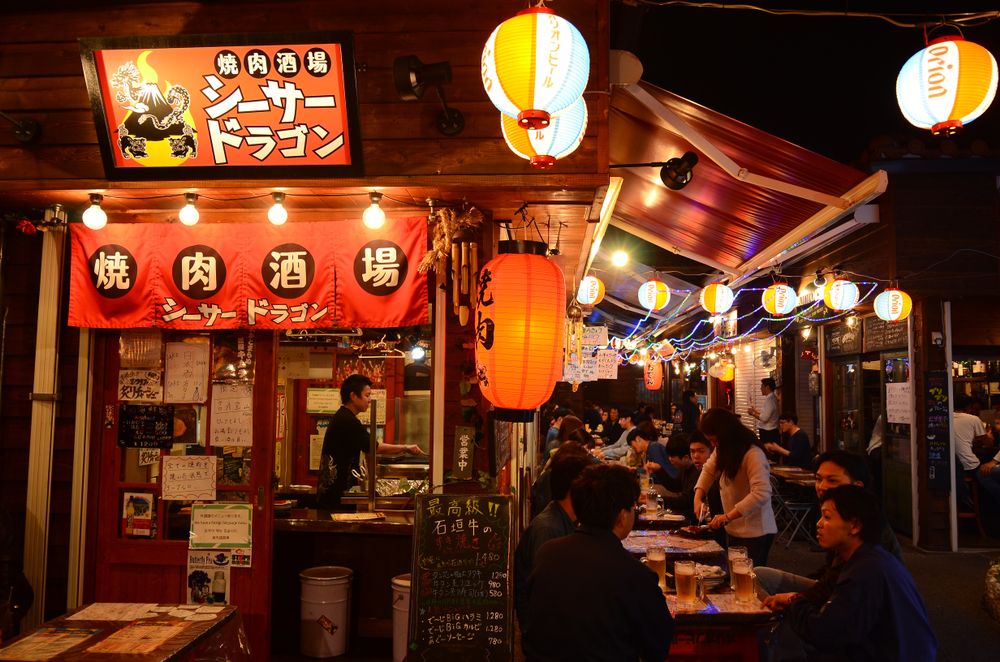 People dining at a food shop at Okinawa