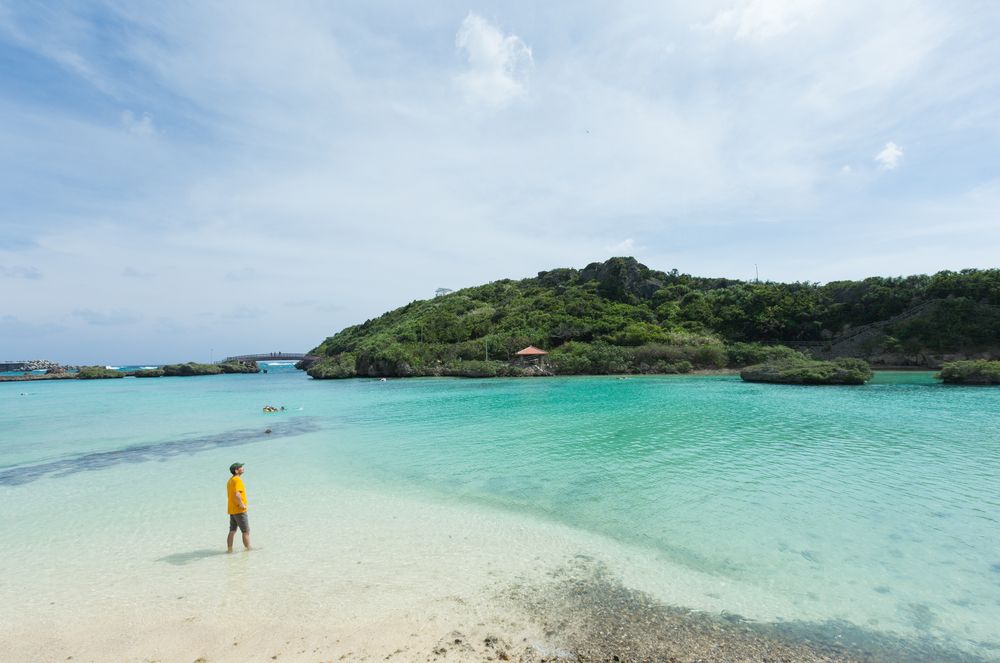 A person admiring the beautiful Miyako-jima