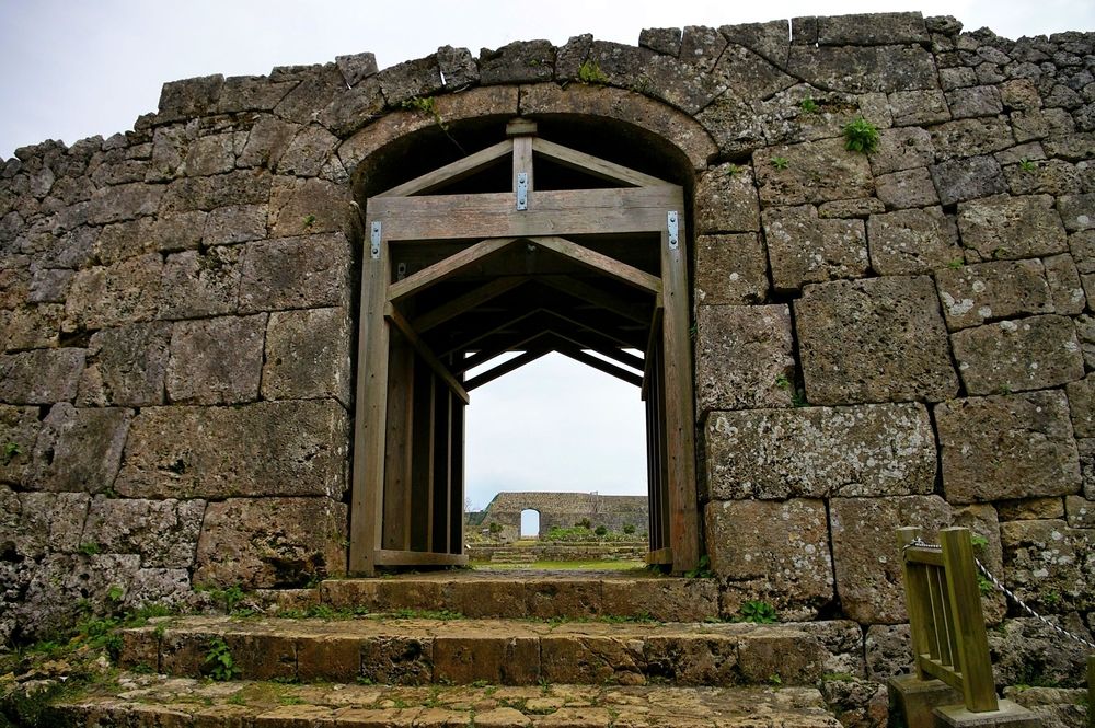 An archway of Nakagusuku Castle's ruin