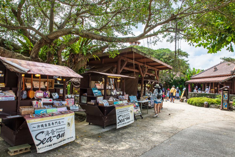 Souvenir shops along Okinawa World