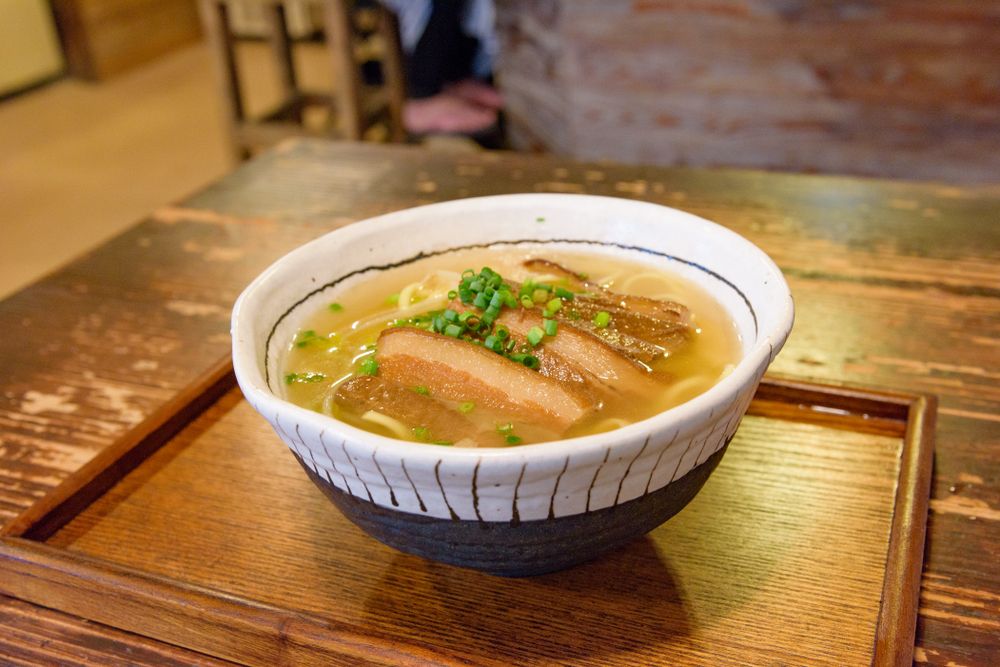 A bowl of Okinawa Soba Noodles