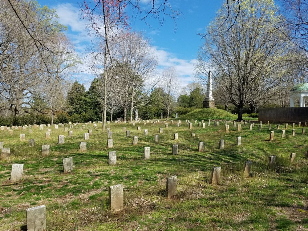 Tombstones lined up at Old City Cemetery