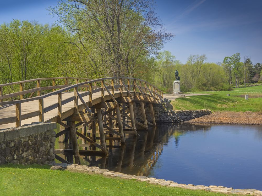 Beautiful view of the Old North Bridge with a river running beneath it