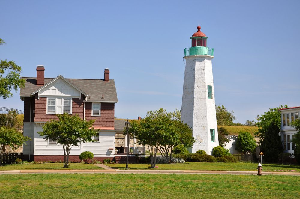 side view ofd Old Point Comfort Lighthouse