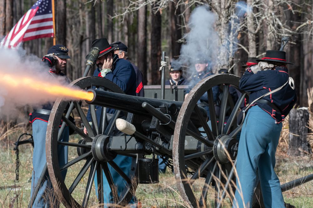 union soldiers battle reenactment at Olustee Battlefield Historic State Park