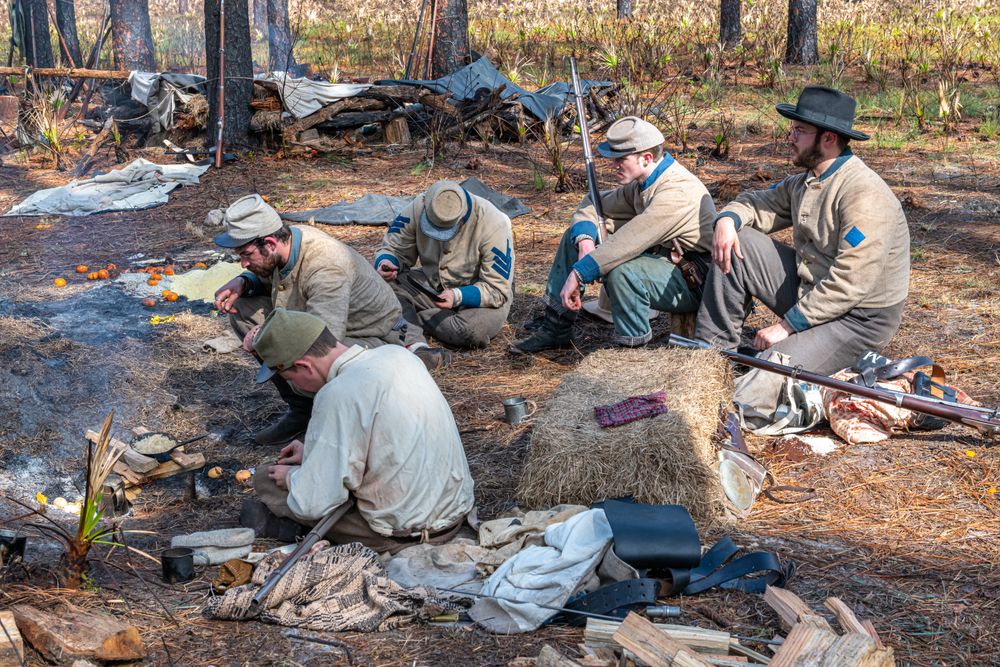 confederate soldiers battle reenactment at Olustee Battlefield Historic State Park
