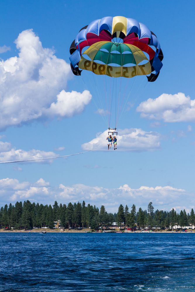 Parasailing high above the Coeur d'Alene River
