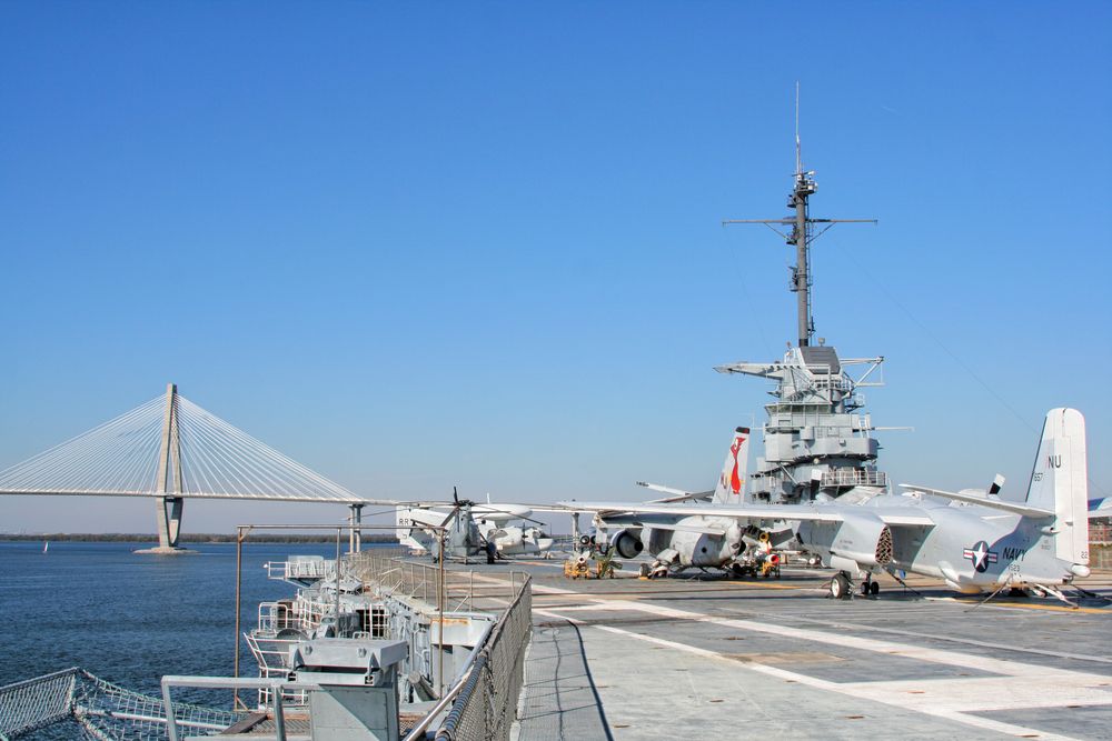 The grounds of Patriots Point and Maritime Museum