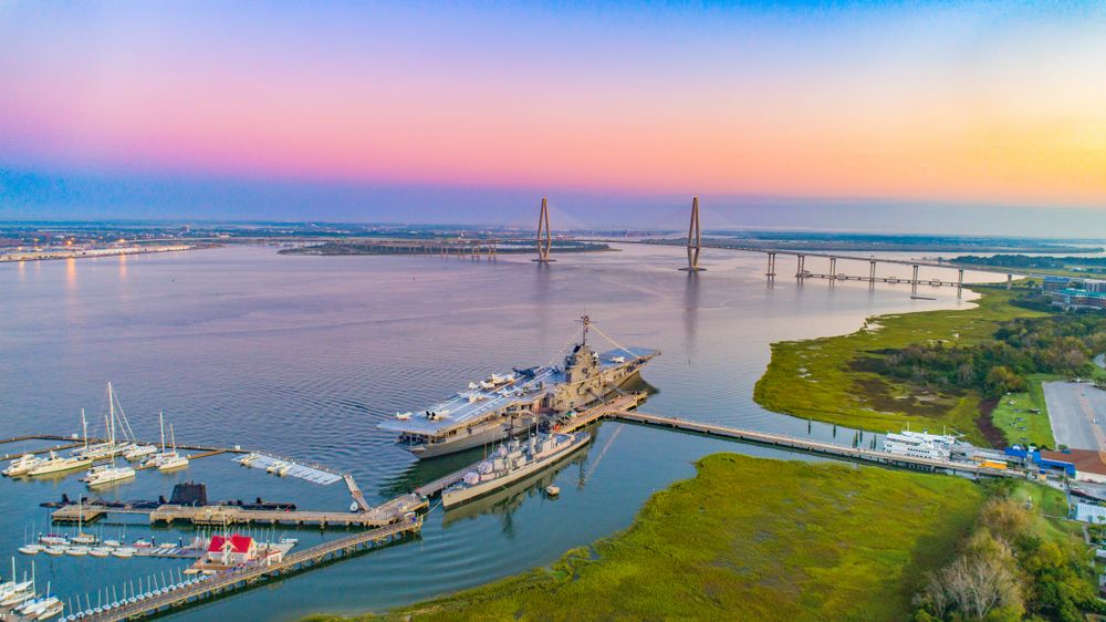 Aerial view of Patriots Point