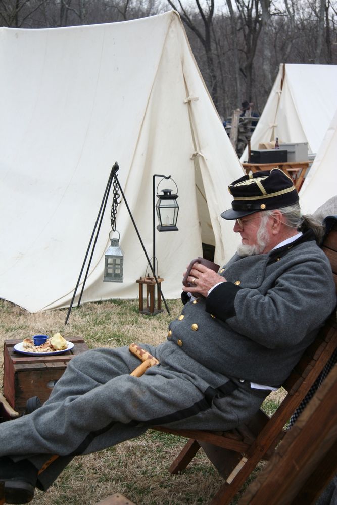 An old man camping at Pea Ridge National Military Park