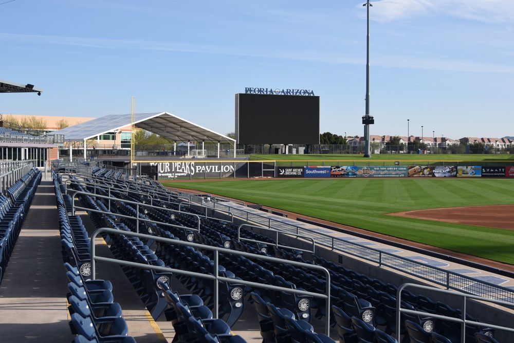 The seats and field of Peoria Sports Complex