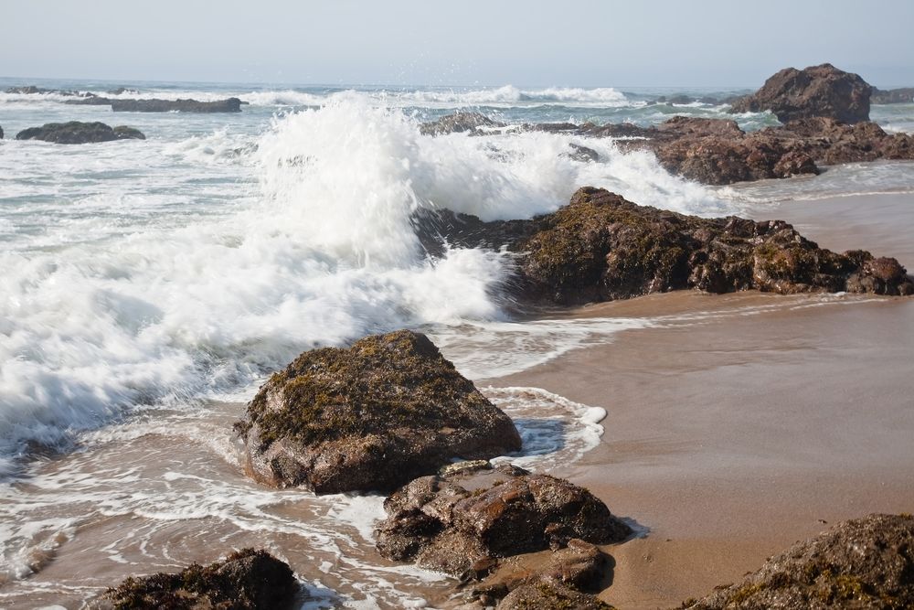 Waves crashing on the shores of the Pescadero State Beach