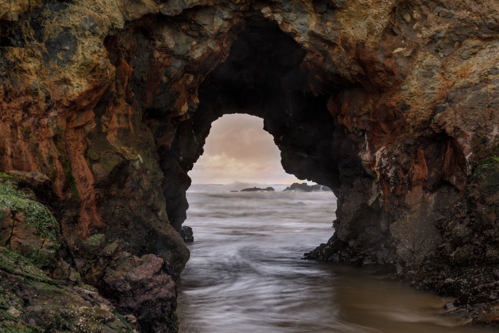 Natural rock arch at the Pescadero State Beach