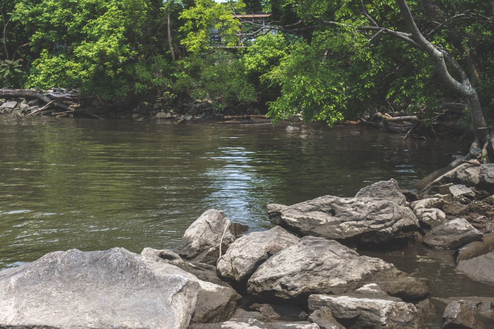 Water flowing gently at Pete and Toshi Seeger Riverfront Park