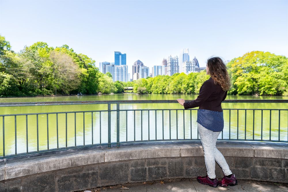 A woman enjoying the nature from Piedmont Park