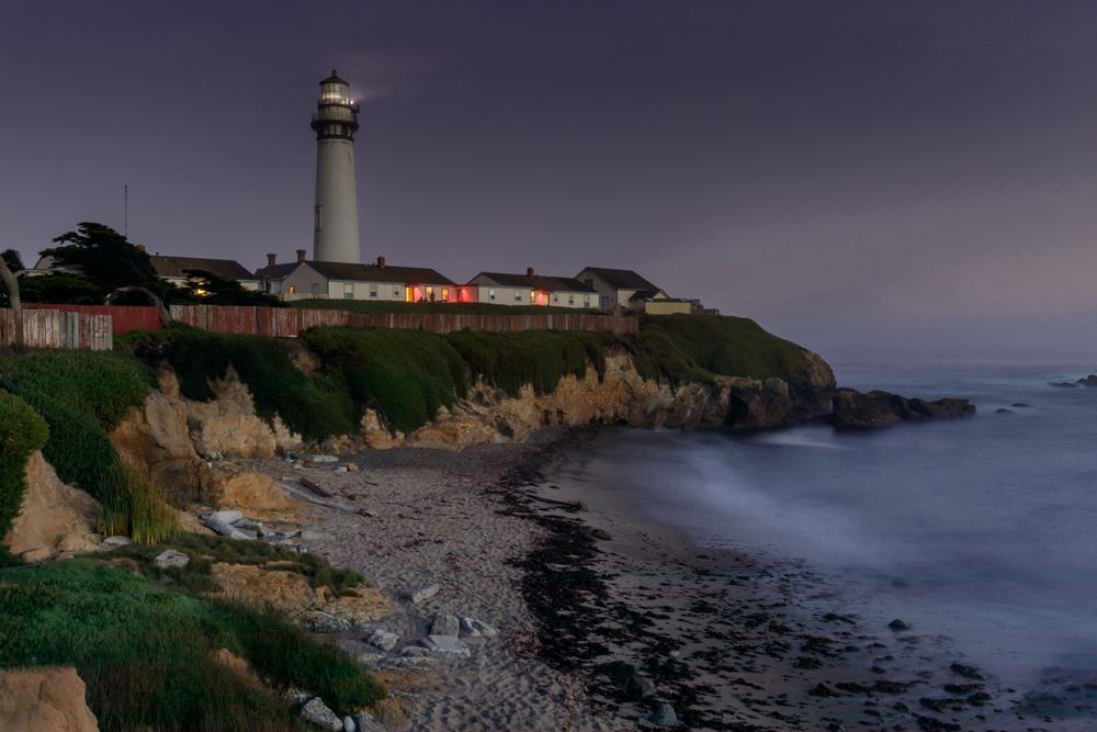 Night view of the Pigeon Point Light Station State Historic Park