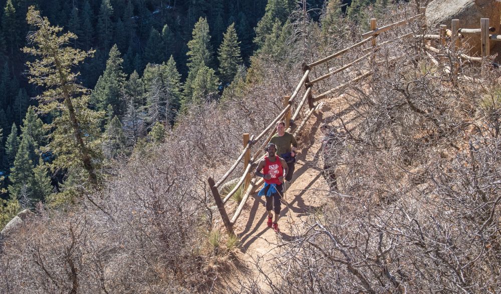 Two men trainning for Pikes Peak Marathon
