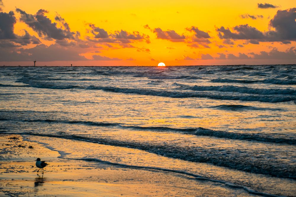 Vibrant sunset at Port Aransas Beach