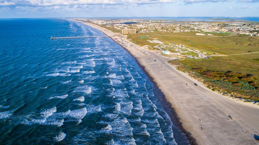 Aerial view of Port Aransas Beach