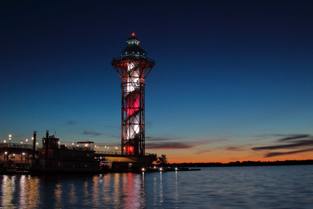 Night lights of Port Erie Bicentennial Tower