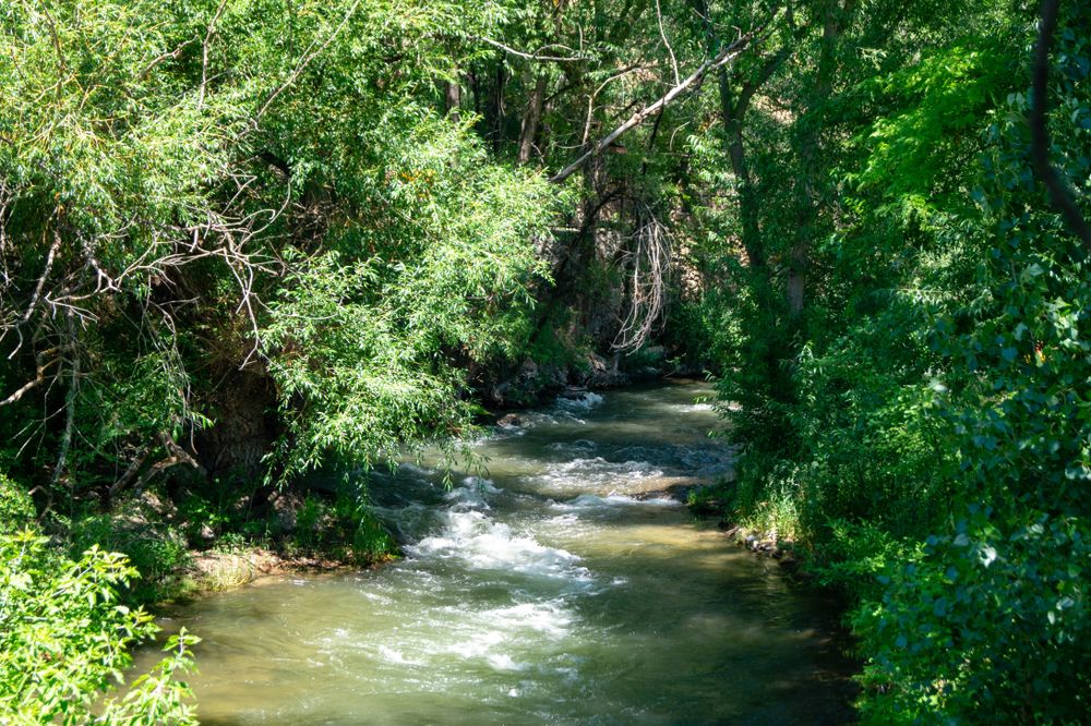 Water gushing through Portneuf river
