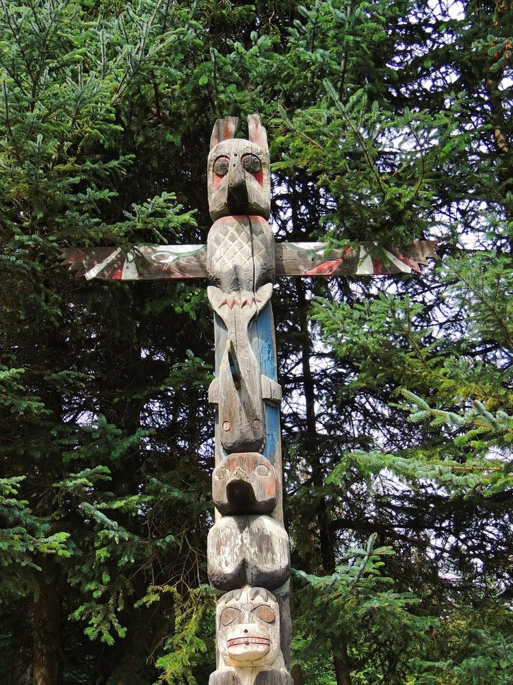 View of Totem Pole in Pratt Museum