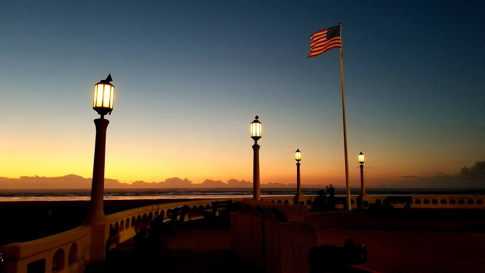 Scenic view of the sunset from the Promenade in Seaside, Oregon