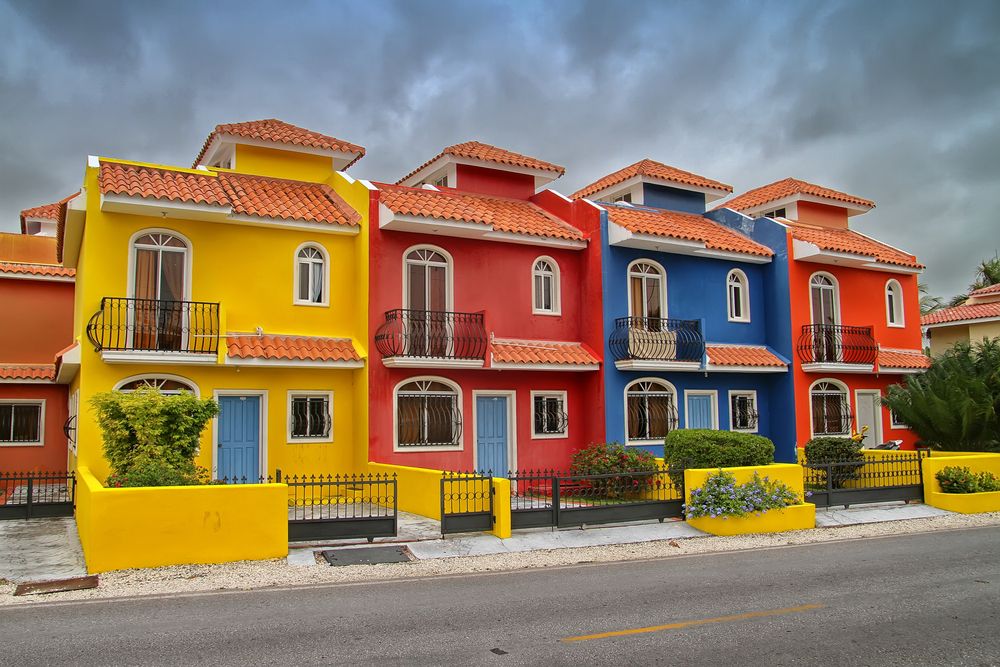 Colorful beach villas at Punta Cana
