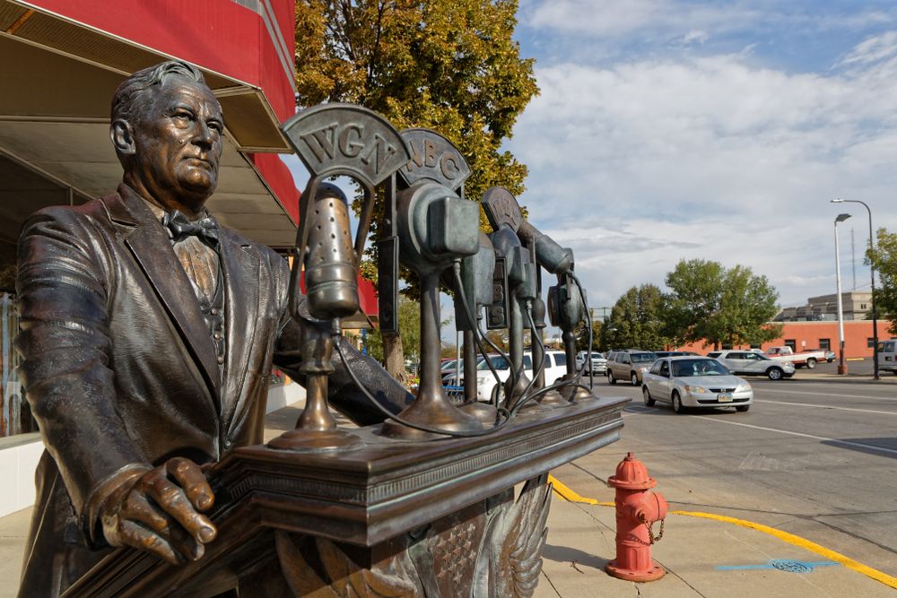 Bronze sculpture of a president along Rapid City