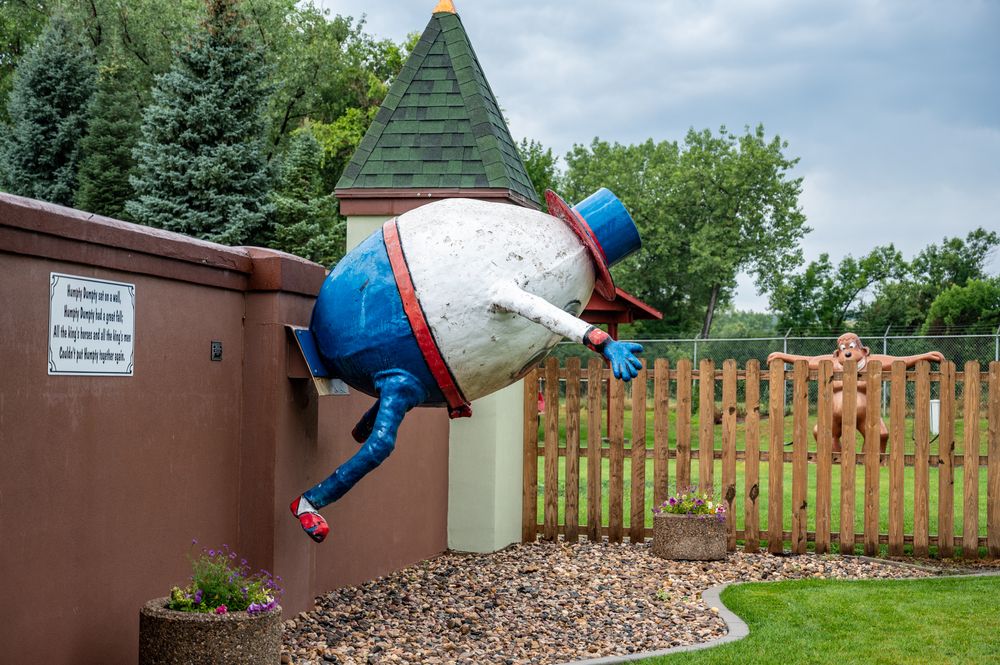 Humpty-dumpty falling from a wall at Storybook Island