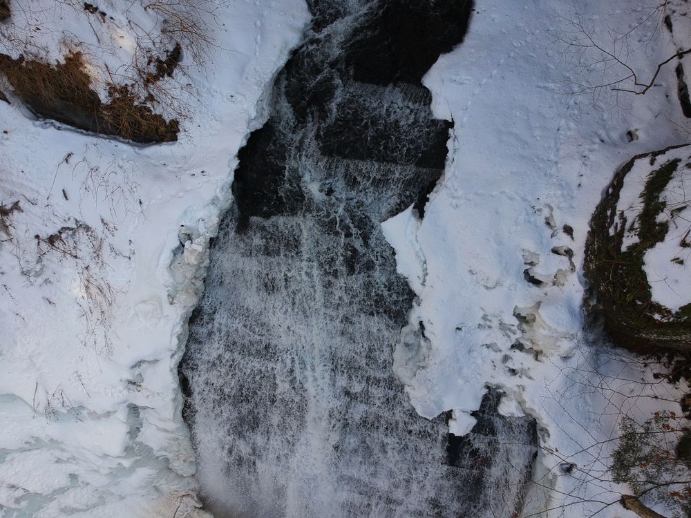 Rexford Falls covered with snow