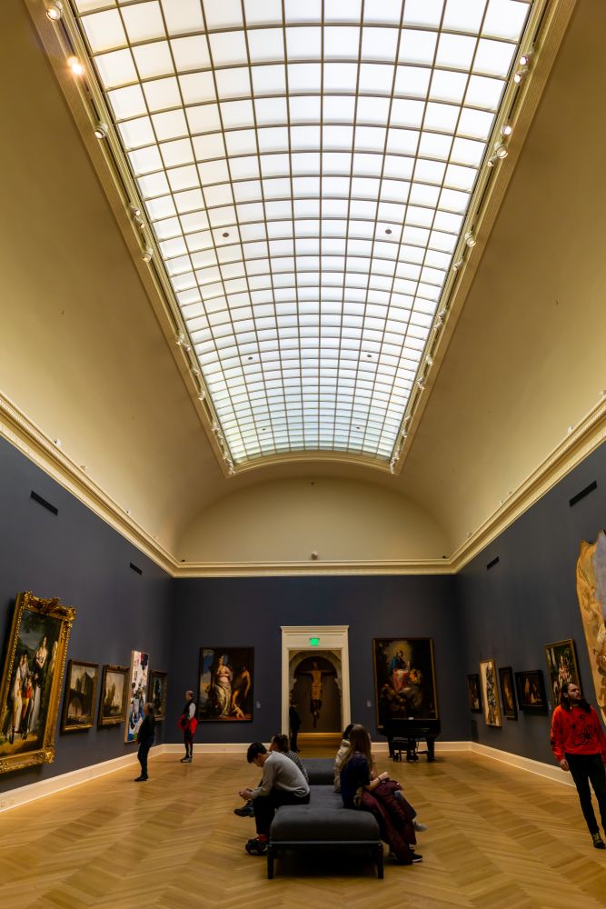 Visitors admiring the paintings at Rhode Island School of Design Museum