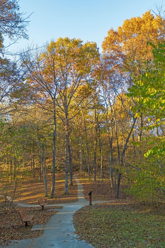 View of Rim Rock National Recreational Trail during autumn
