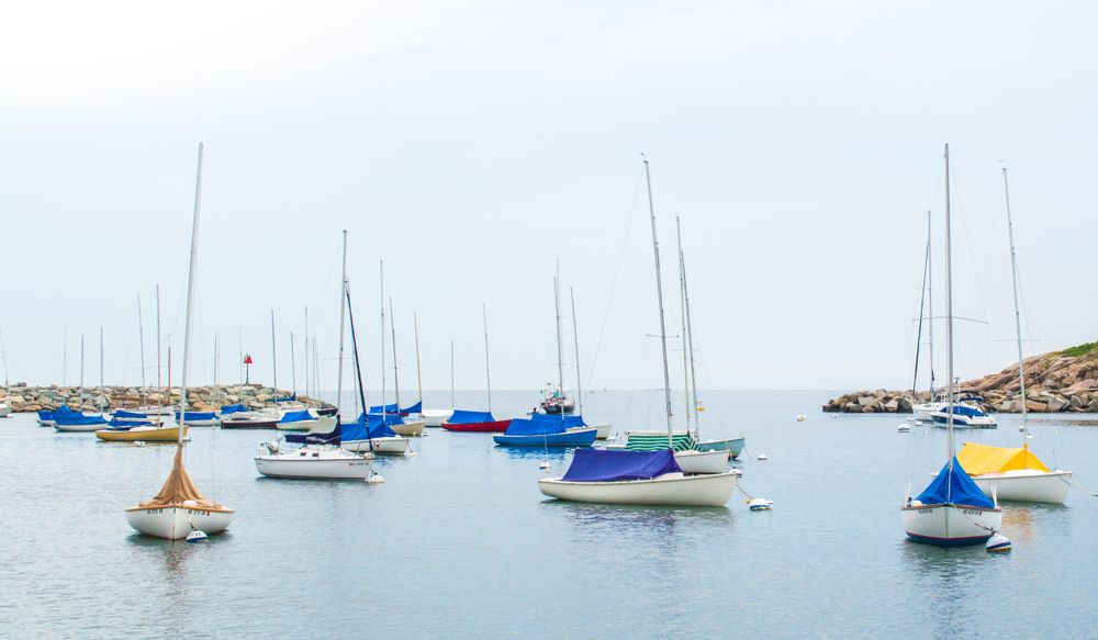 Sailboats at Rockport Breakwater