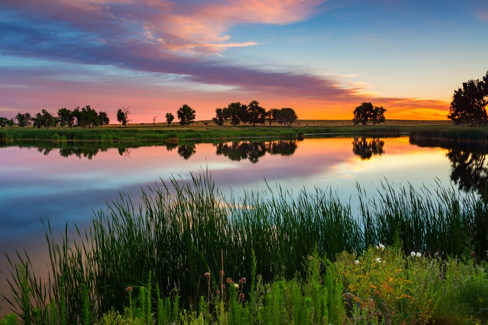 Colorful sunset at Rocky Mountain Arsenal National Wildlife Refuge
