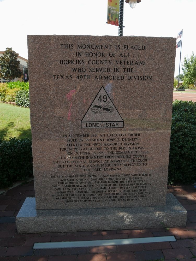 Concrete monument at Veterans Memorial