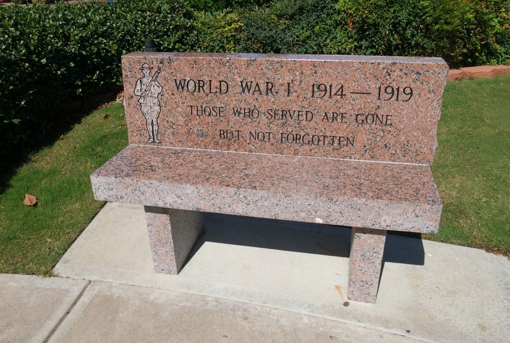 Concrete bench at Veterans Memorial