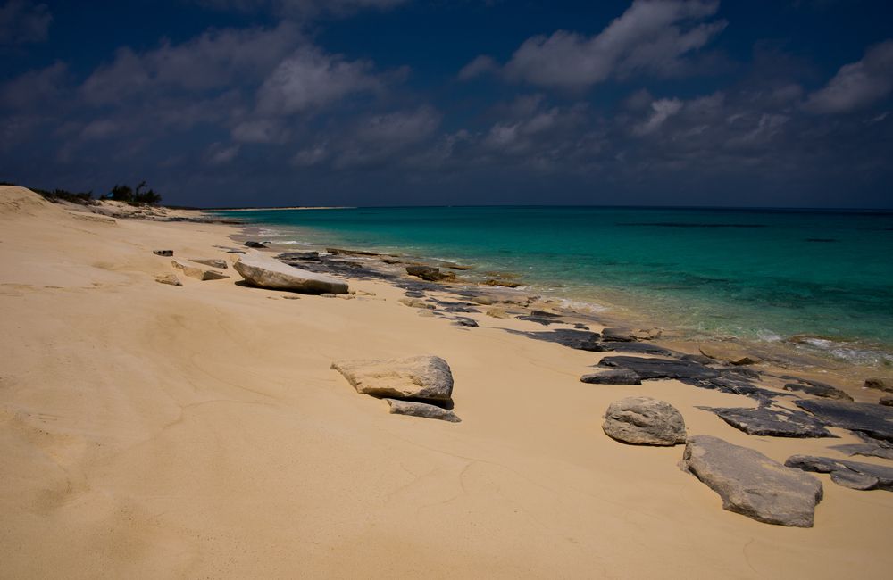 Rocks resting on the shores of Salt Cay