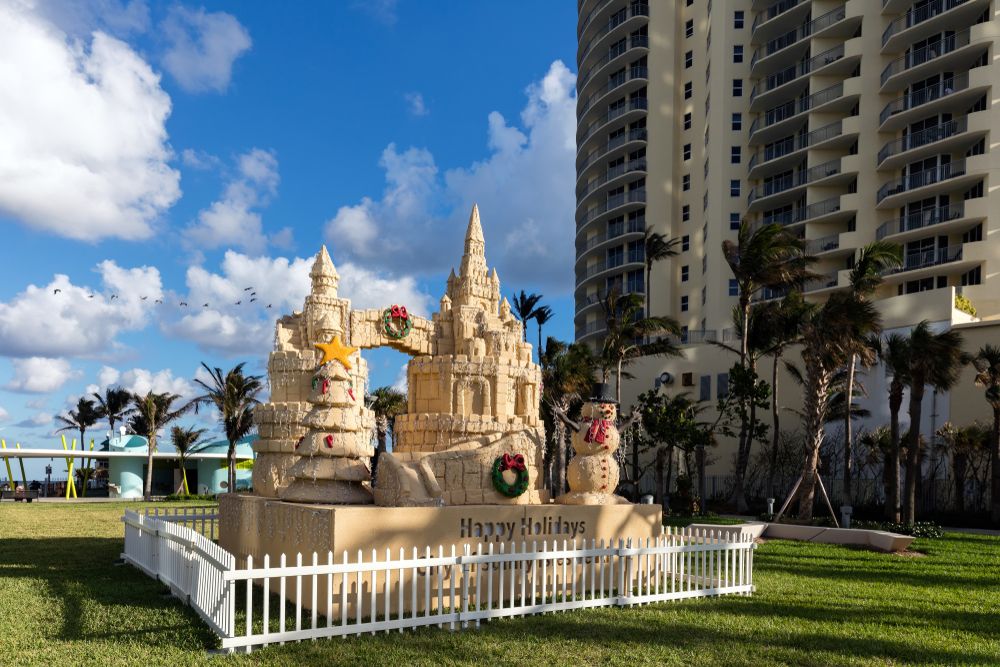 Catle set up for Christmas at Samson Oceanfront Park