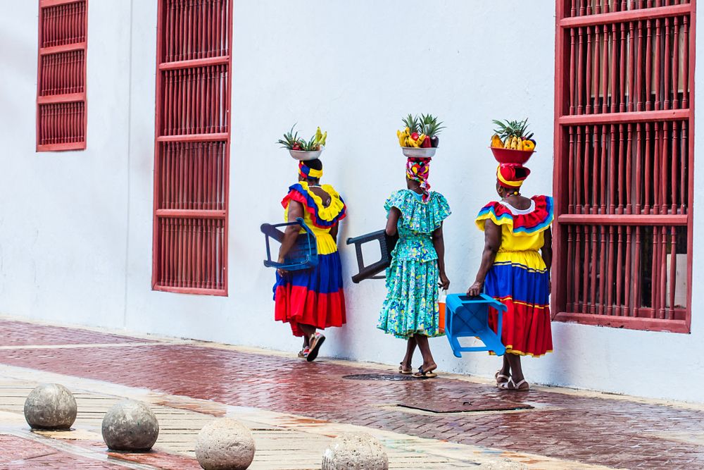 Traditional fruit vendors in San Basilio de Palenque