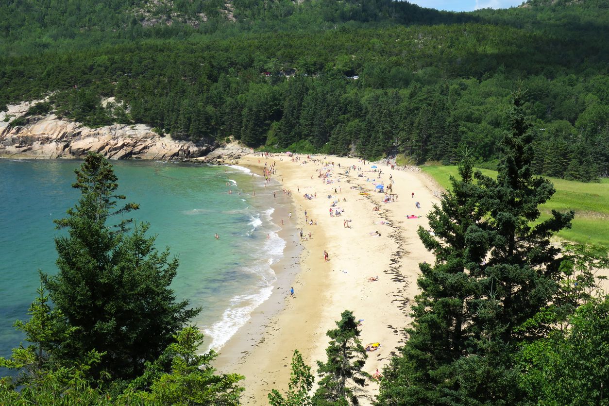 Aerial view of Sand Beach, Maine