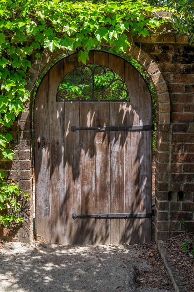 Wooden doorway at Sandhills Horticultural Gardens