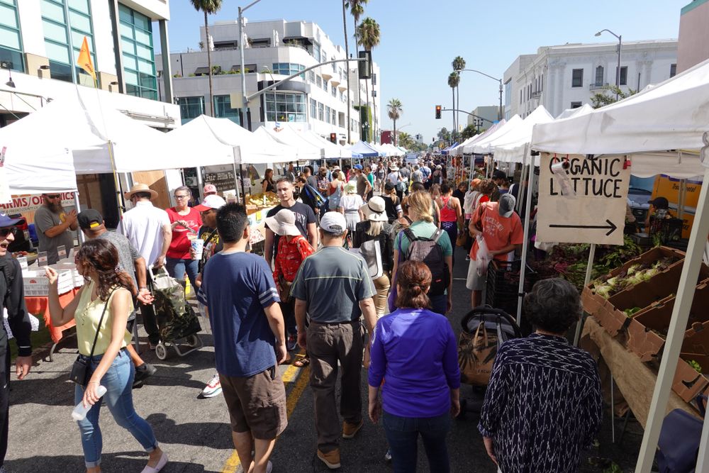 People shopping at Santa Monica Farmers Market